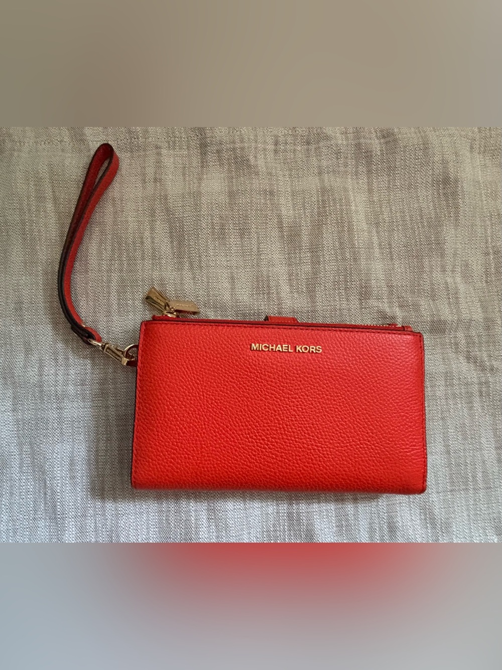 Michael Kors Red Pebbled Leather Wristlet